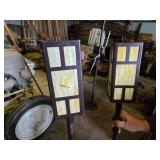 Large Patio Umbrella with Crank and Stand, Decorative Lantern Holders