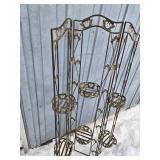 Metal Folding Tri Panel Plant Stand with Decorative Shelves