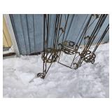 Metal Folding Tri Panel Plant Stand with Decorative Shelves