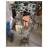 Metal Folding Tri Panel Plant Stand with Decorative Shelves