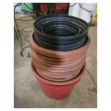 Metal Plant Stand and Assorted Pots