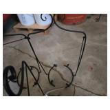 Metal Plant Stand and Assorted Pots