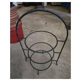 Metal Plant Stand and Assorted Pots