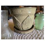 Ceramic Planter Pot with Glass Vases