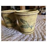 Ceramic Pots with Leaf Design