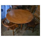 Round Wooden Dining Table with Chairs Set