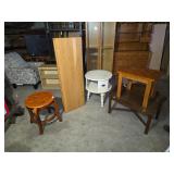 Assorted Furniture Lot including Wooden Tables and Shelving Units
