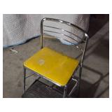 Vintage Yellow Chrome Step Stool Chair and Folding Step Stool
