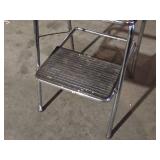 Vintage Yellow Chrome Step Stool Chair and Folding Step Stool