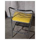 Vintage Yellow Chrome Step Stool Chair and Folding Step Stool