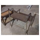 Various Household Furniture Items including Storage Bench, Wooden Rack, and Side Tables