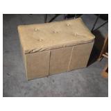 Various Household Furniture Items including Storage Bench, Wooden Rack, and Side Tables