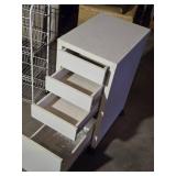 Plastic and Metal Storage and Organization Items including Drawers, Shelving Units, and Ironing Boards