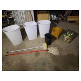 rash Cans, Mop, Broom, and Waste Bins