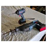 Bosch Cordless Power Tools including GDR18V-1400 Impact Driver, CRS180 Reciprocating Saw - Working