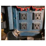 Bosch PowerBox Jobsite Radio with Subwoofer features Bluetooth connectivity, multiple power outlets, and a built-in subwoofer