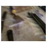 Lot of Hand Tools including Caulking Guns, Scrapers, and Grinding Disc