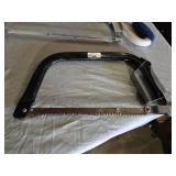 Hand Tools and Blades Lot including Nicholson Bow Saw, Lenox Hacksaw, and Various Saw Blades