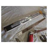 Hand Tools and Blades Lot including Nicholson Bow Saw, Lenox Hacksaw, and Various Saw Blades