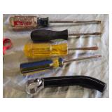 Lot of Hand Tools including Hammer, Adjustable Wrench, and Screwdrivers