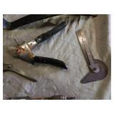 Lot of Hand Tools Including Stanley Hammer, Level, Tape Measure, and Screwdrivers