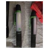 Various Flashlights and Tool Set with Accessories Including Case and Safety Lights