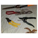 Lot of Garden Tools Including Fiskars Lopper, Shears, and Trowel Set