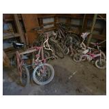 Lot of Bicycles Including Various Models and Sizes