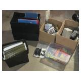 Collection of Office Supplies and Equipment including Filing Drawers, Desk Lamp, and Various Stationery Items