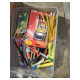 Collection of Office Supplies and Equipment including Filing Drawers, Desk Lamp, and Various Stationery Items