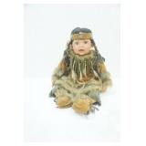 Collectible Native American Porcelain Doll 13" sitting