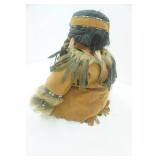Collectible Native American Porcelain Doll 13" sitting