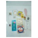 Sewing Supplies and Storage Container: mostly unused items