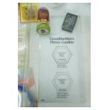 Sewing Supplies and Storage Container: mostly unused items