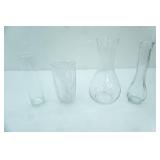 Glassware. 4 Clear Glass Vases