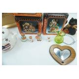 Vintage Ceramic Halloween Village Lighted Houses, American Flag Candle Holder Tea Kettle and more