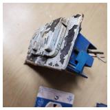 Lot of Electrical Supplies Including Porcelain Pull Chain Lampholders, GE Wall Switch Outlet, and Electrical Boxes