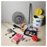 Fishing Gear including Rattle Reel, Fishing Rods, and Accessories