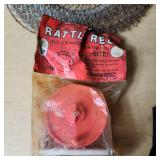 Assorted Fishing Equipment including Silstar Vertex Reel, Ice Fishing Rods, Rattle Reel, and Wire Fish Basket