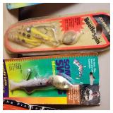 Lot of Fishing Tackle and Accessories including Mister Twister Lures, Water Gremlin Sinkers, and Hooks
