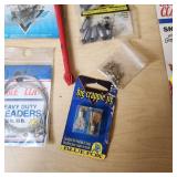Fishing Tackle including Eagle Claw Snells, Cyber Flex Grubs, and Blue Fox Big Crappie Jigs