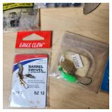 Fishing Tackle and Tools Including Pliers, Multi-tool, and Sinkers
