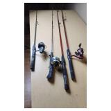 Assorted Fishing Rods and Reels including Zebco and South Bend Models