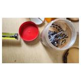 Lot of Mixed Hardware Items including Screws, Bolts, and Fasteners