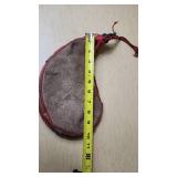 Leather Bota Bag with Red Trim and Rope Strap