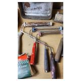 Painting Tools and Supplies including Wooster Masonry Coater, Roller Trays, and Paint Rollers