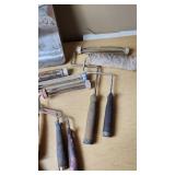 Painting Tools and Supplies including Wooster Masonry Coater, Roller Trays, and Paint Rollers