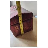 Red Metal Toolbox with Handle and Latch
