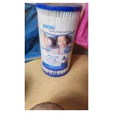 Lot including Pink Folding Chair, Decko Filter Cartridge, and Sports Equipment