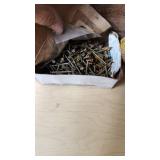 Vintage Wooden Tool Caddy with Nails and Accessories